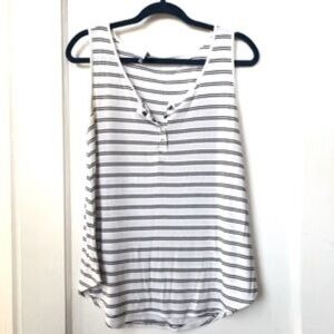 Grace & Lace striped henley style ribbed tank top size large